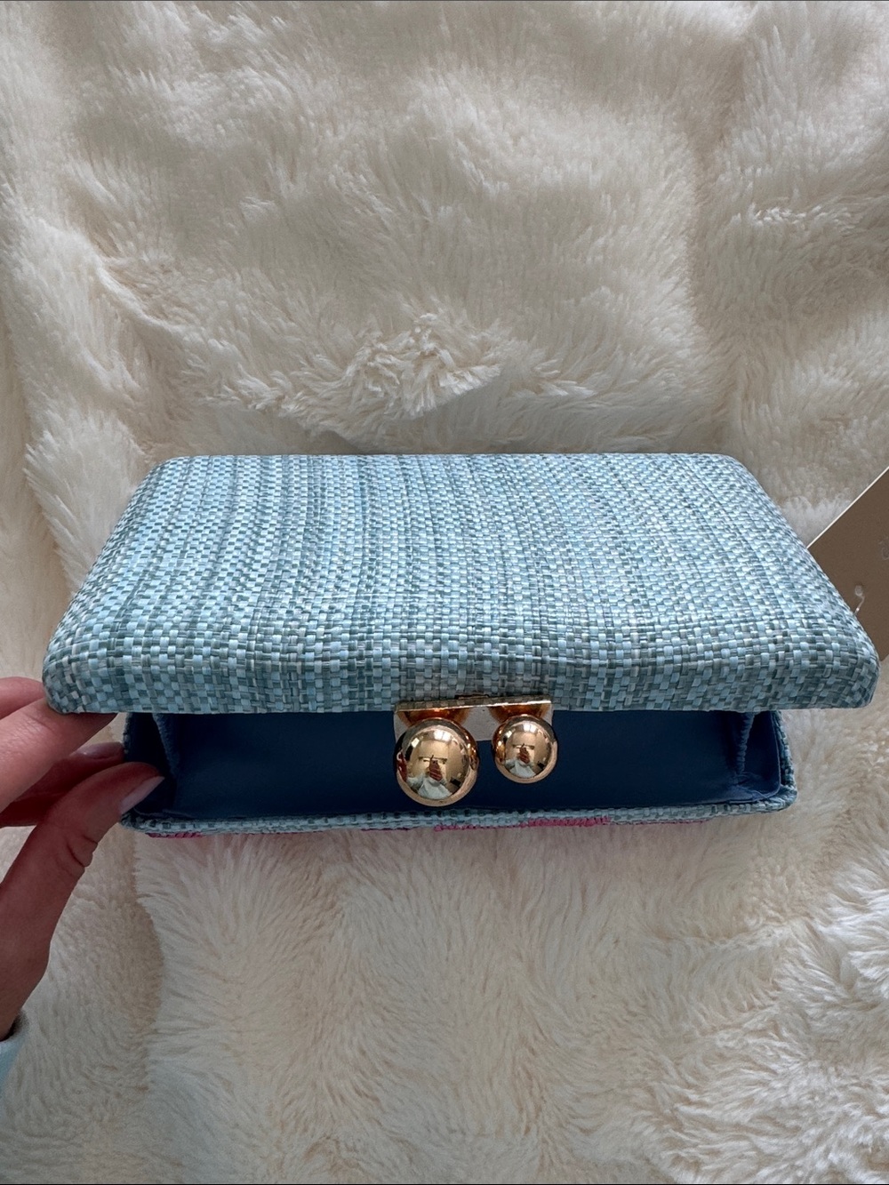 Pink & Light Blue Embroidered Clutch - Picture 5 of 6